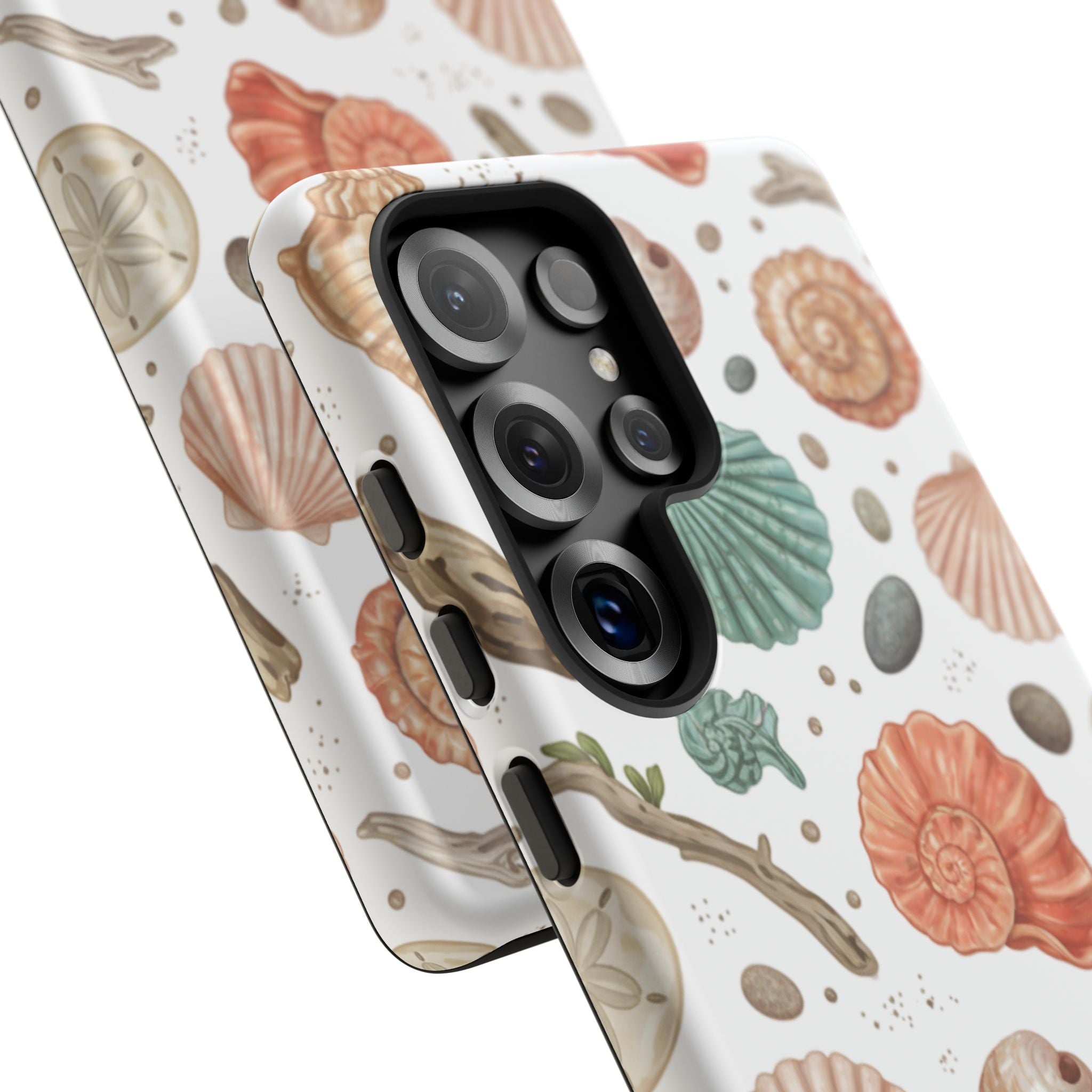 Seashell Pattern Phone Case - Coastal Beach Shells Protective Tough Case