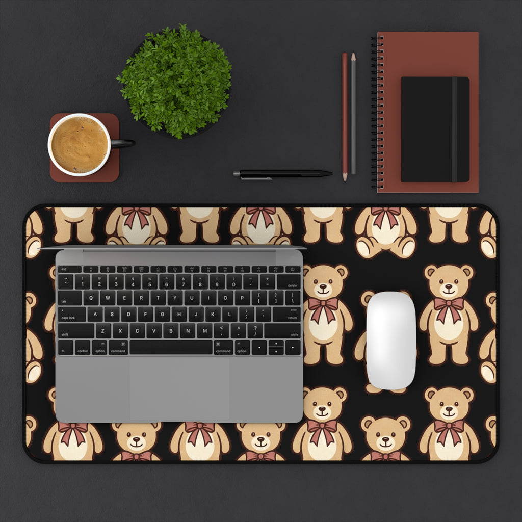 Teddy Bear Pattern Desk Mat – Cute Plush Toy Mousepad for Kids & Home Office