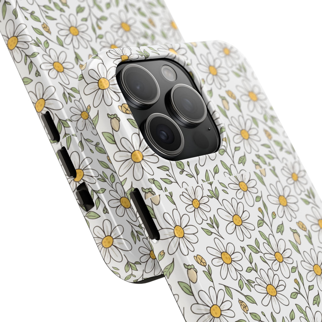 Daisy Floral Tough Phone Case — Protective White Spring Pattern