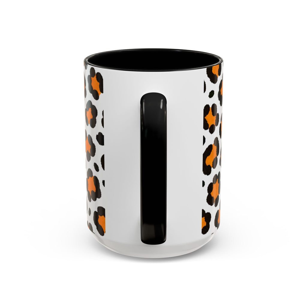 Leopard Print Accent Coffee Mug - Orange & Black Pattern 11/15oz