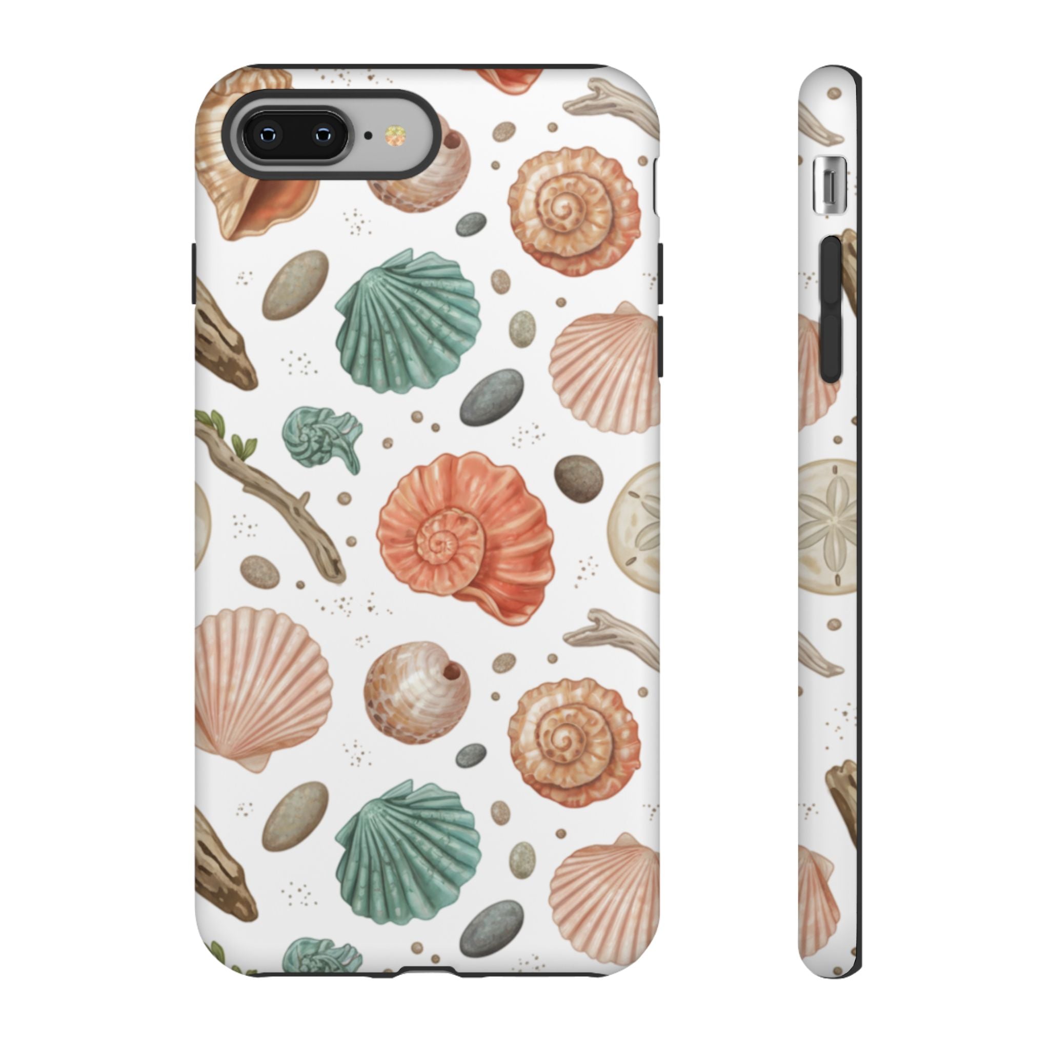 Seashell Pattern Phone Case - Coastal Beach Shells Protective Tough Case