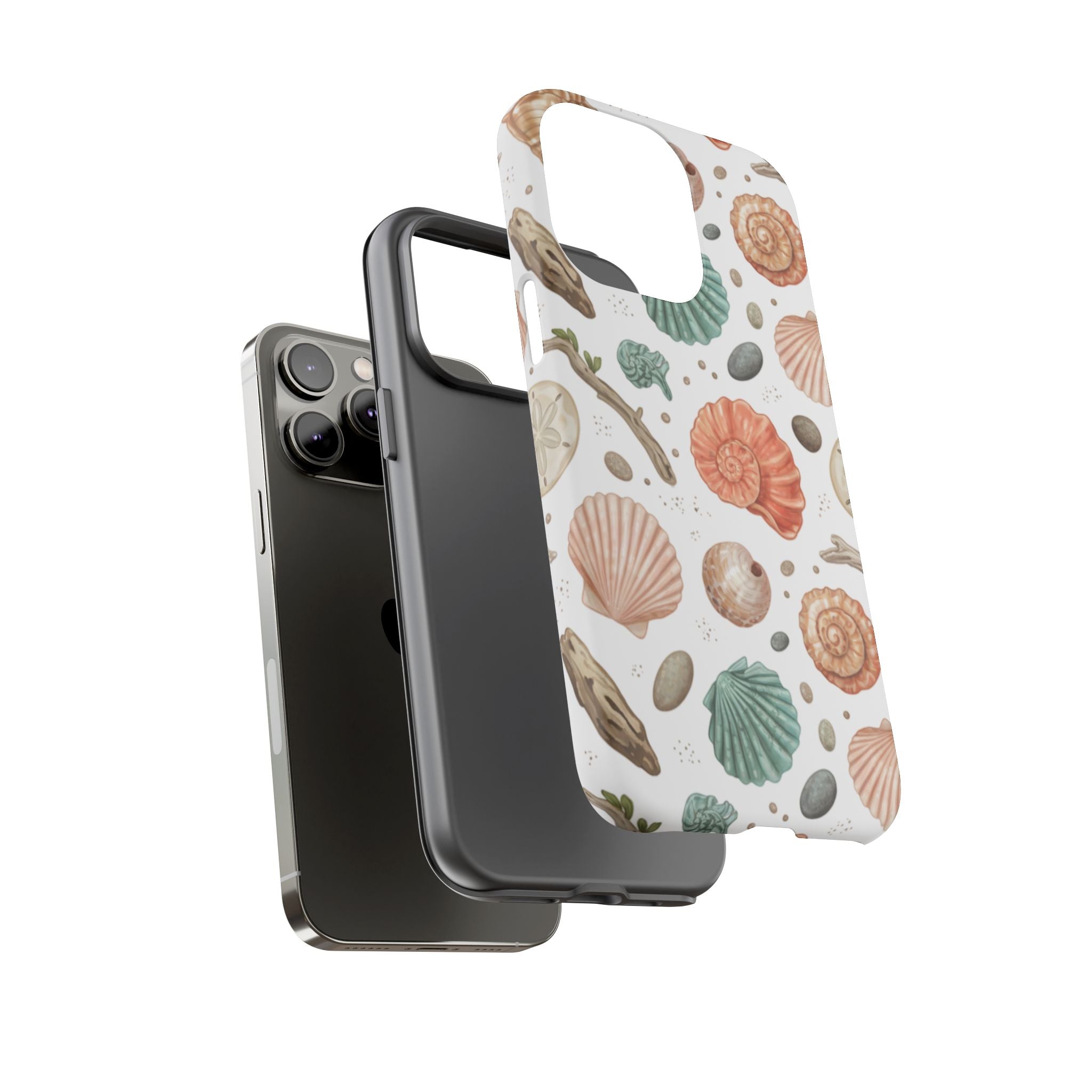 Seashell Pattern Phone Case - Coastal Beach Shells Protective Tough Case