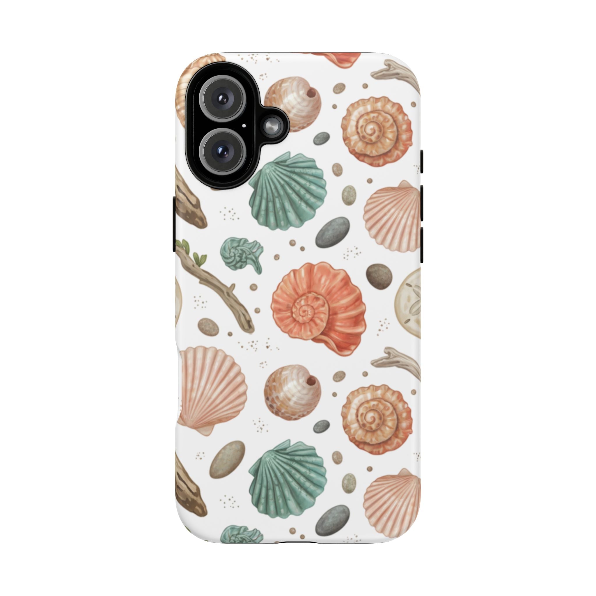 Seashell Pattern Phone Case - Coastal Beach Shells Protective Tough Case