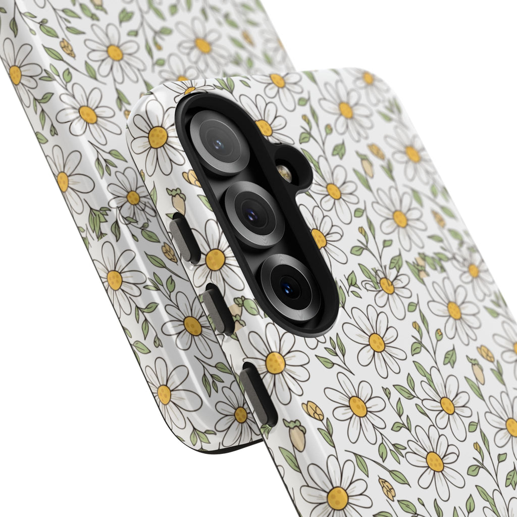Daisy Floral Tough Phone Case — Protective White Spring Pattern