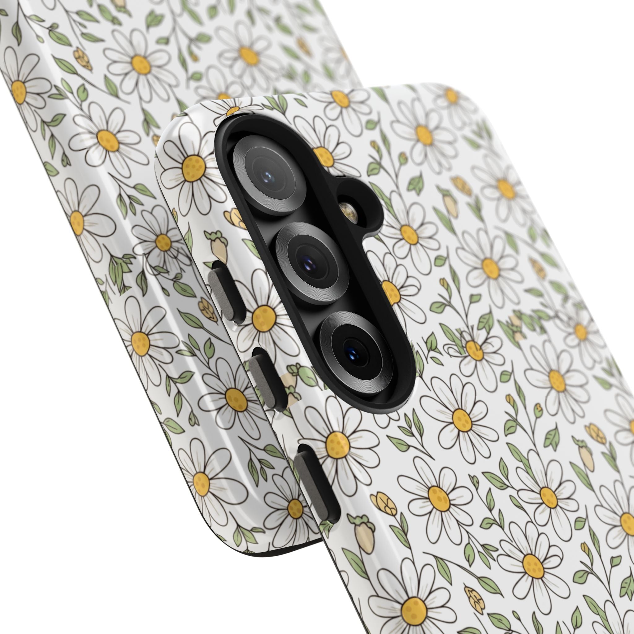 Daisy Floral Tough Phone Case — Protective White Spring Pattern