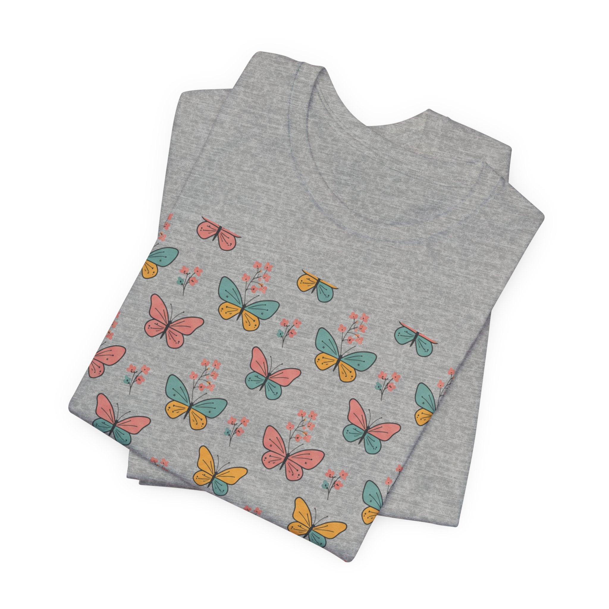 Butterfly Pattern Tee — Pastel Moth Floral Unisex T-Shirt