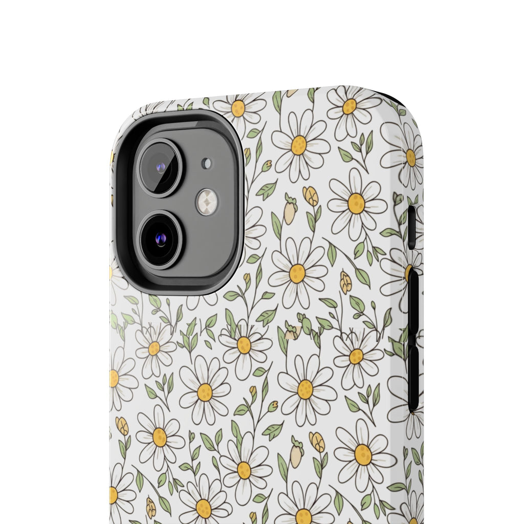 Daisy Floral Tough Phone Case — Protective White Spring Pattern