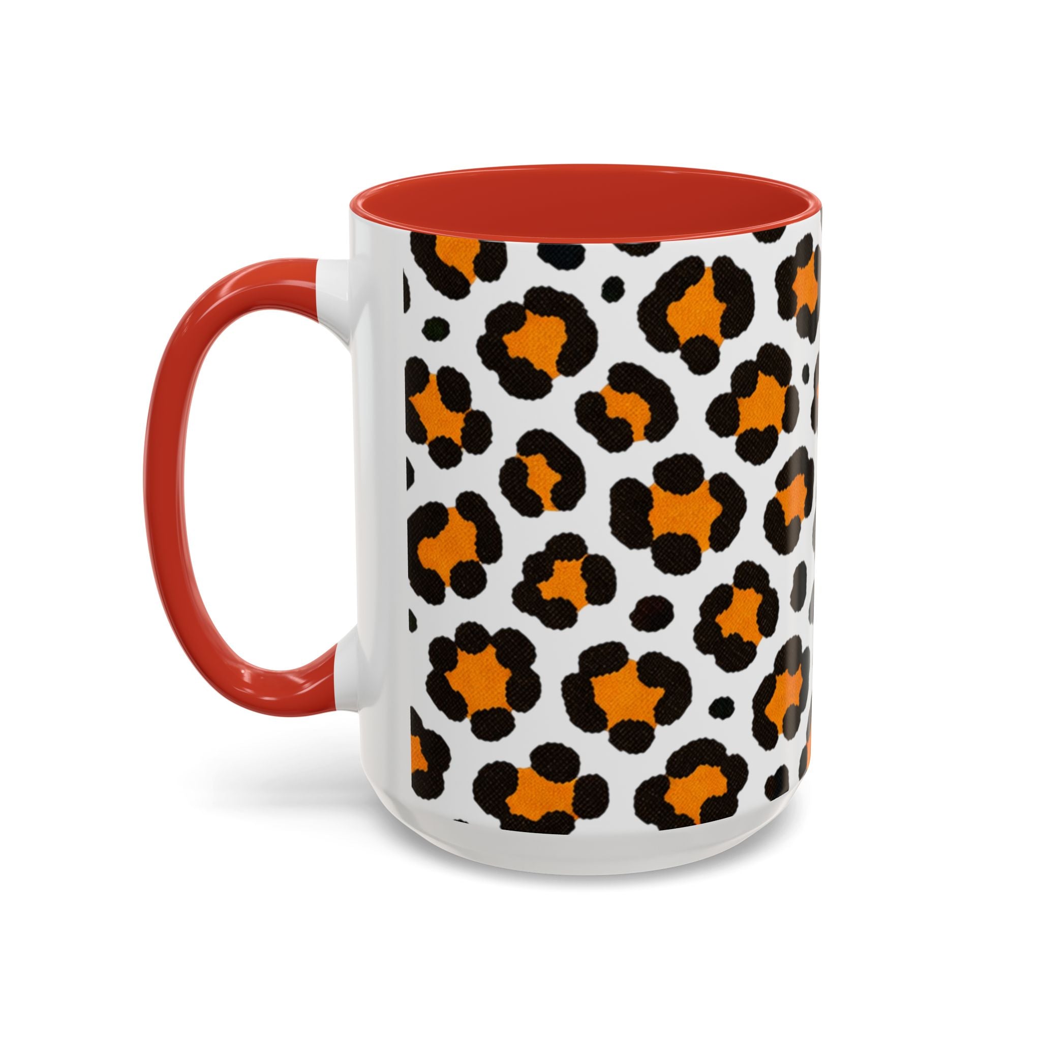 Leopard Print Accent Coffee Mug - Orange & Black Pattern 11/15oz