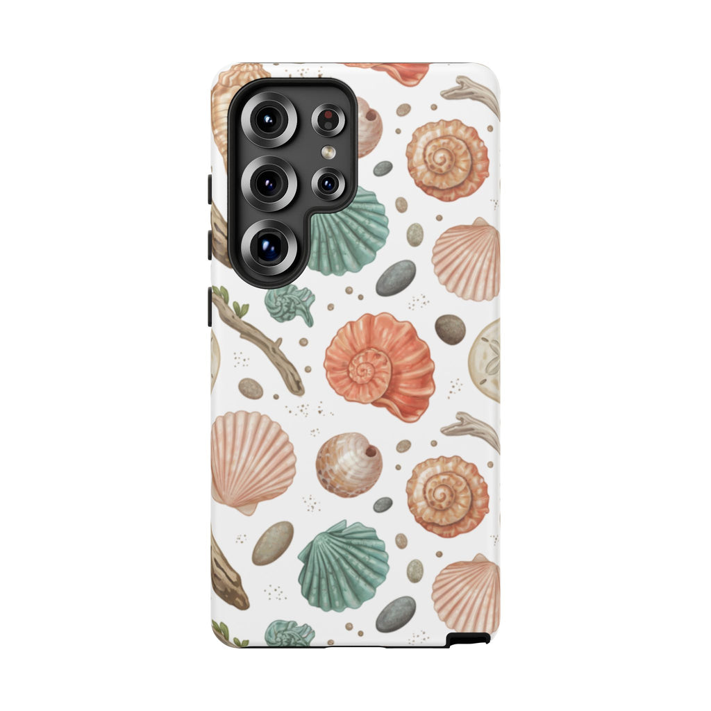 Seashell Pattern Phone Case - Coastal Beach Shells Protective Tough Case
