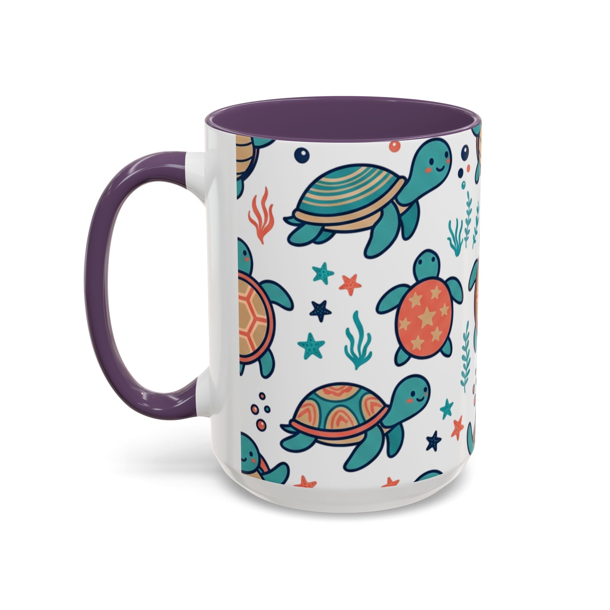 Turtle Pattern Coffee Mug — Cute Sea Turtle Accent Mug (11/15oz)