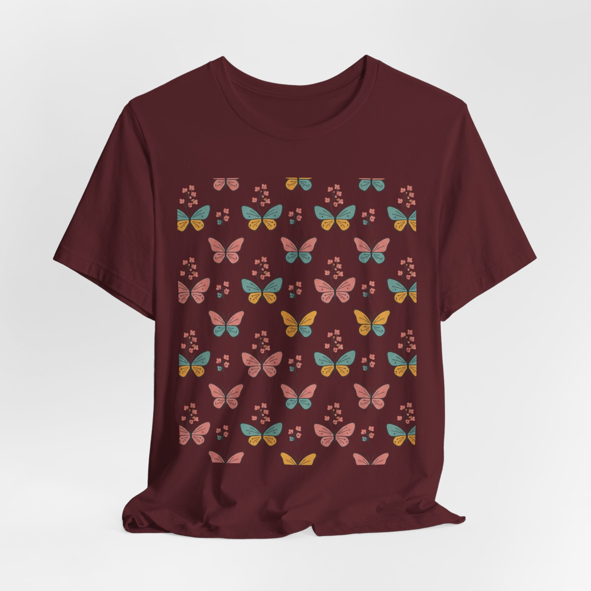 Butterfly Pattern Tee — Pastel Moth Floral Unisex T-Shirt