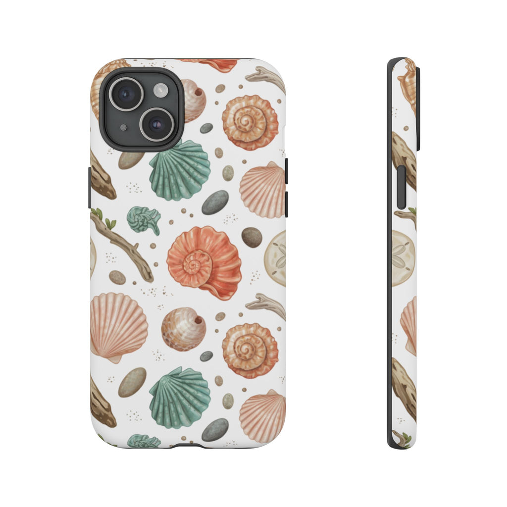 Seashell Pattern Phone Case - Coastal Beach Shells Protective Tough Case