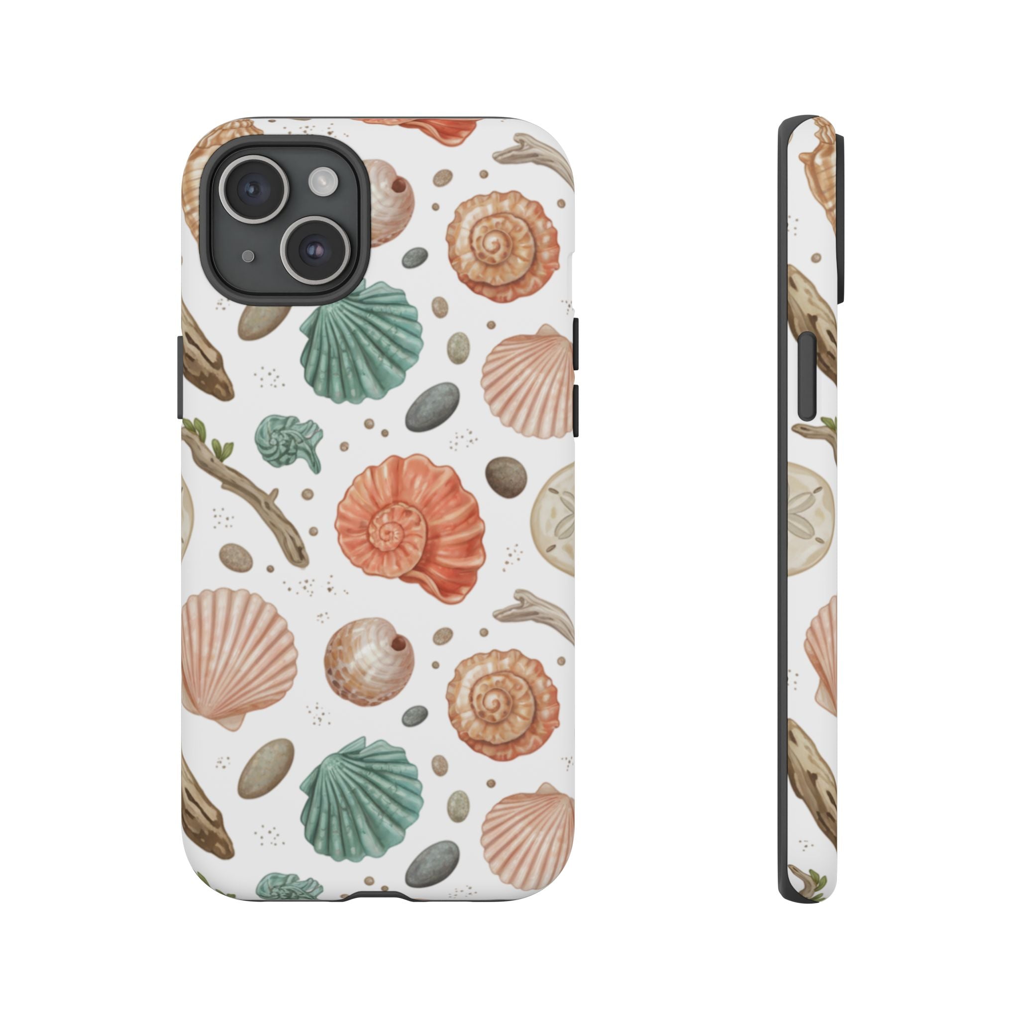 Seashell Pattern Phone Case - Coastal Beach Shells Protective Tough Case