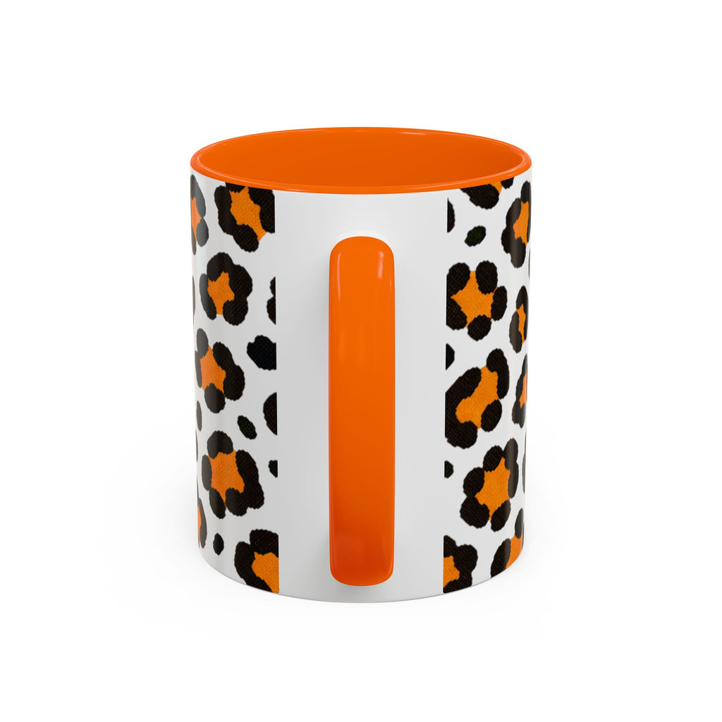 Leopard Print Accent Coffee Mug - Orange & Black Pattern 11/15oz