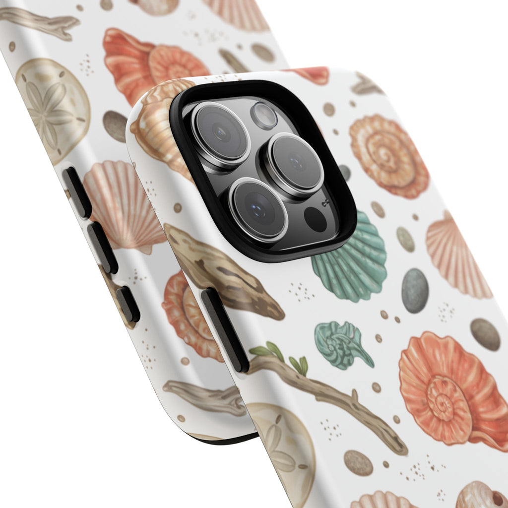 Seashell Pattern Phone Case - Coastal Beach Shells Protective Tough Case