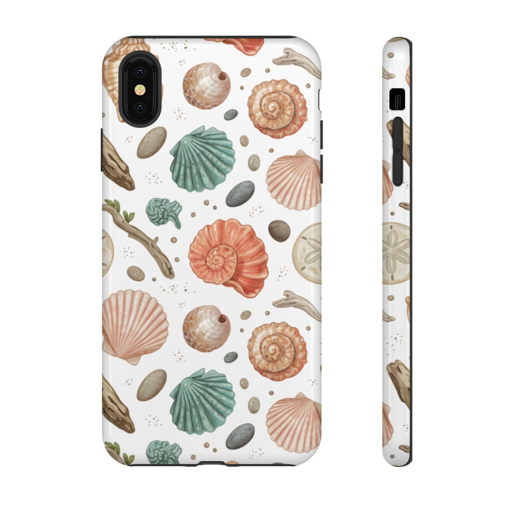 Seashell Pattern Phone Case - Coastal Beach Shells Protective Tough Case