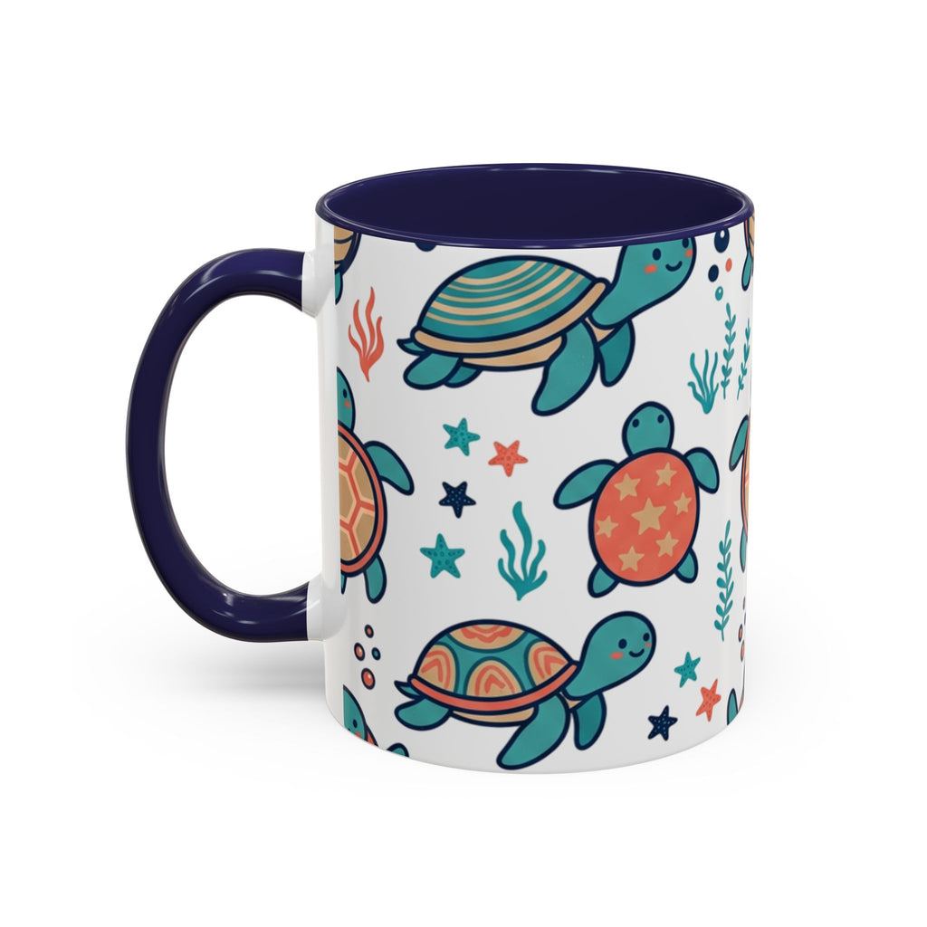 Turtle Pattern Coffee Mug — Cute Sea Turtle Accent Mug (11/15oz)