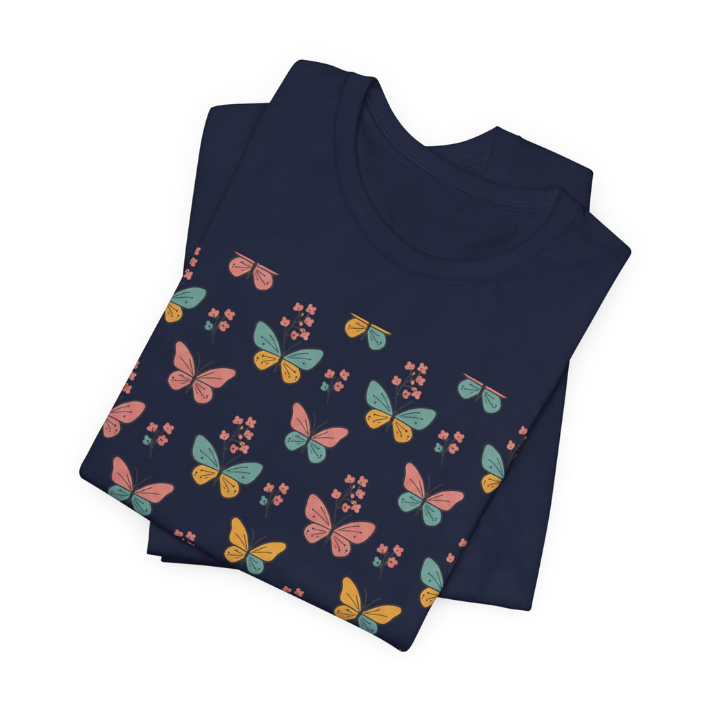 Butterfly Pattern Tee — Pastel Moth Floral Unisex T-Shirt