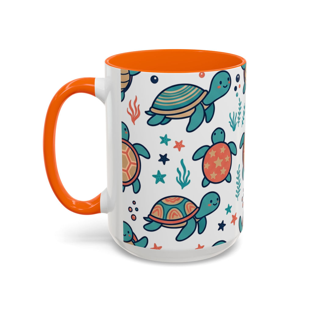 Turtle Pattern Coffee Mug — Cute Sea Turtle Accent Mug (11/15oz)