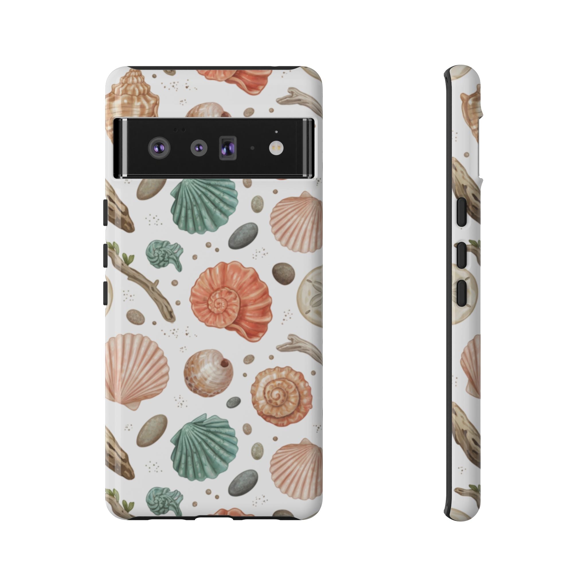 Seashell Pattern Phone Case - Coastal Beach Shells Protective Tough Case
