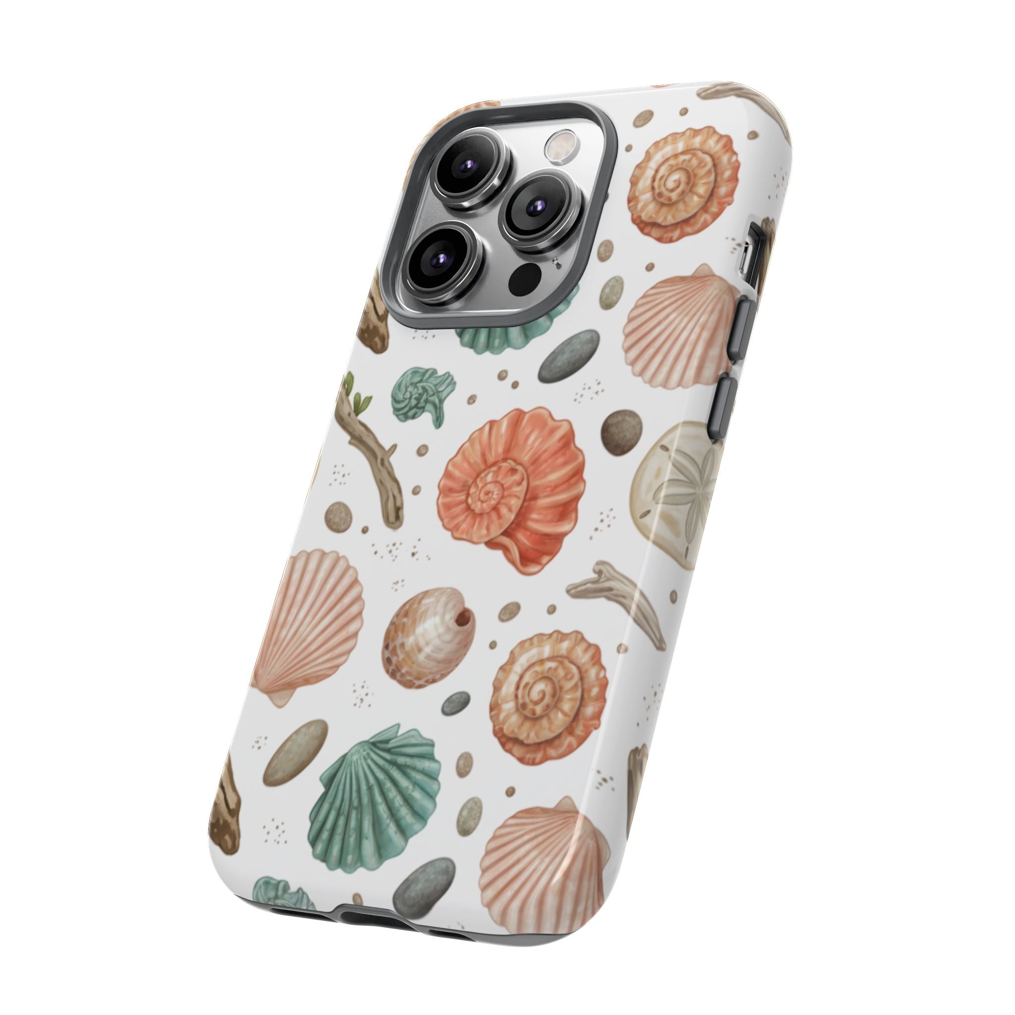 Seashell Pattern Phone Case - Coastal Beach Shells Protective Tough Case