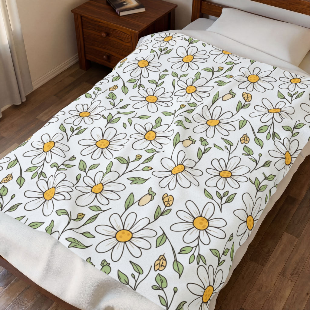 Daisy Floral Velveteen Plush Blanket