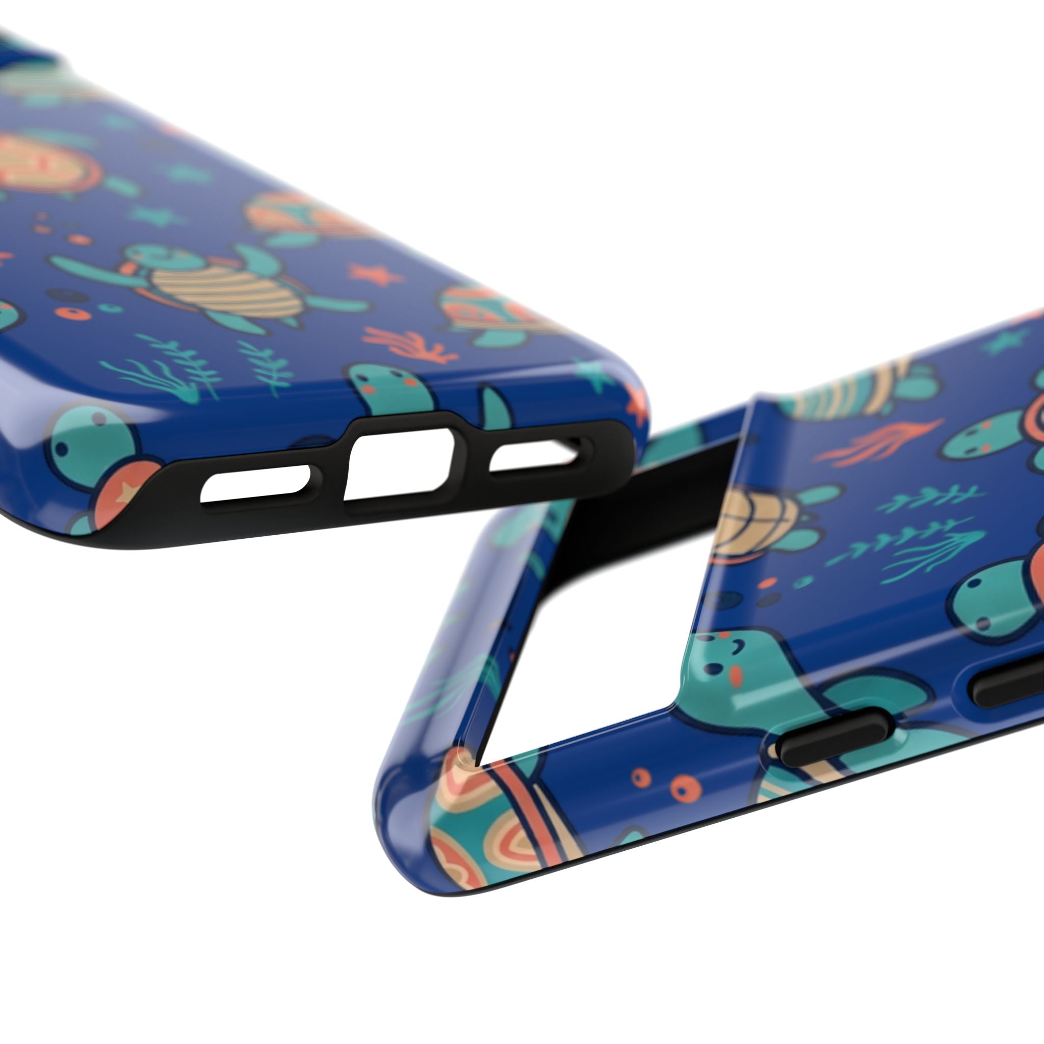 Cute Sea Turtle Phone Case — Protective Tough Case with Blue Ocean Pattern