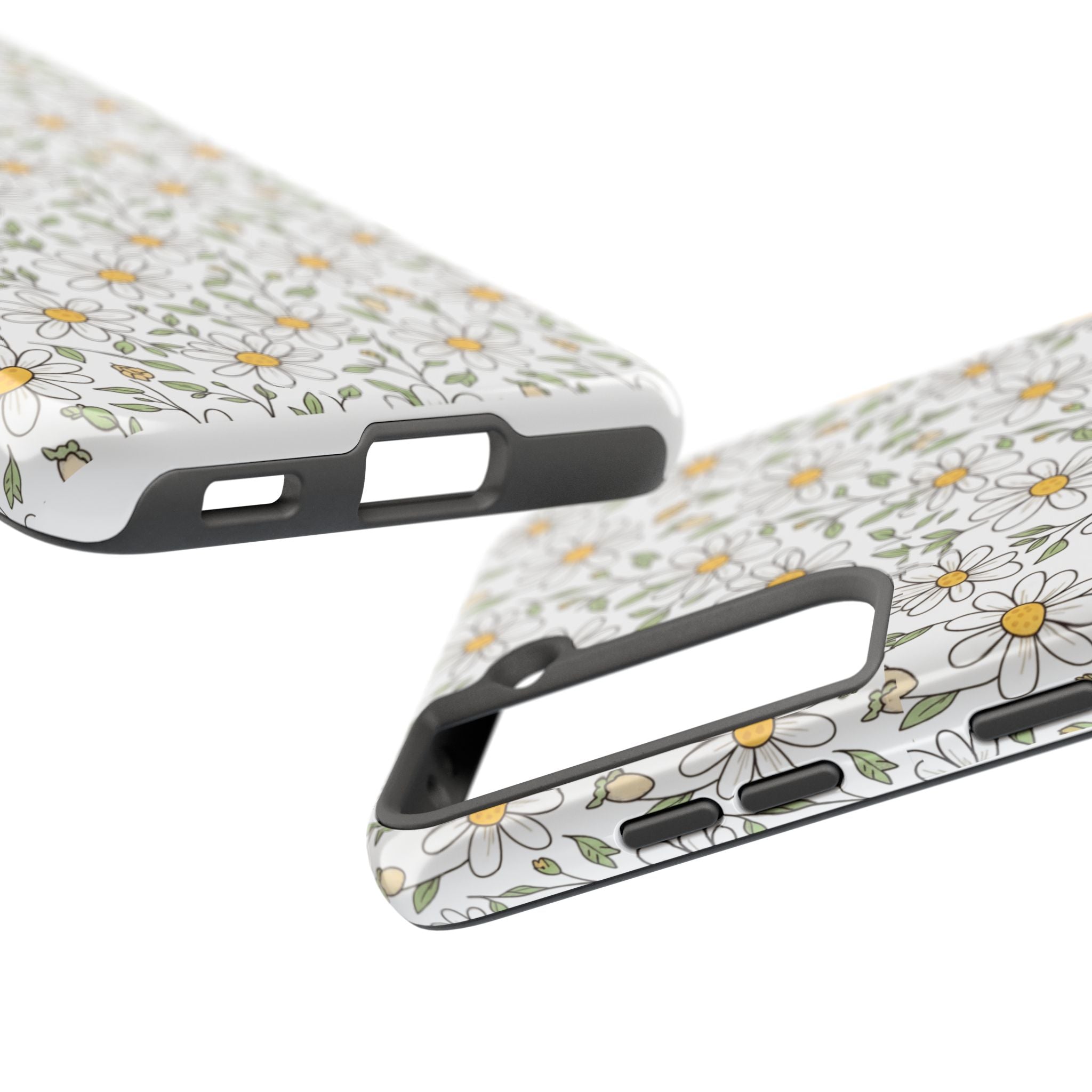 Daisy Floral Tough Phone Case — Protective White Spring Pattern