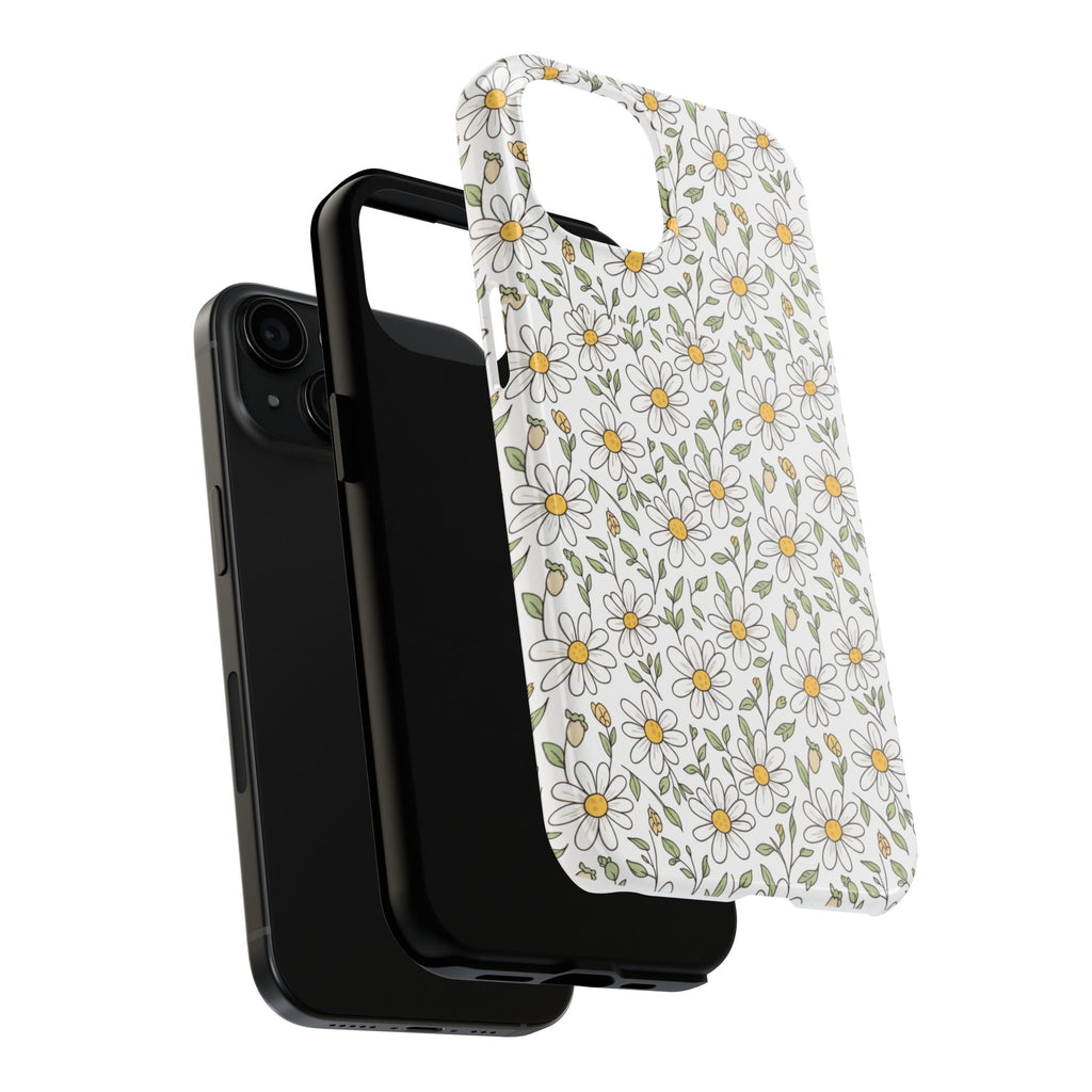 Daisy Floral Tough Phone Case — Protective White Spring Pattern