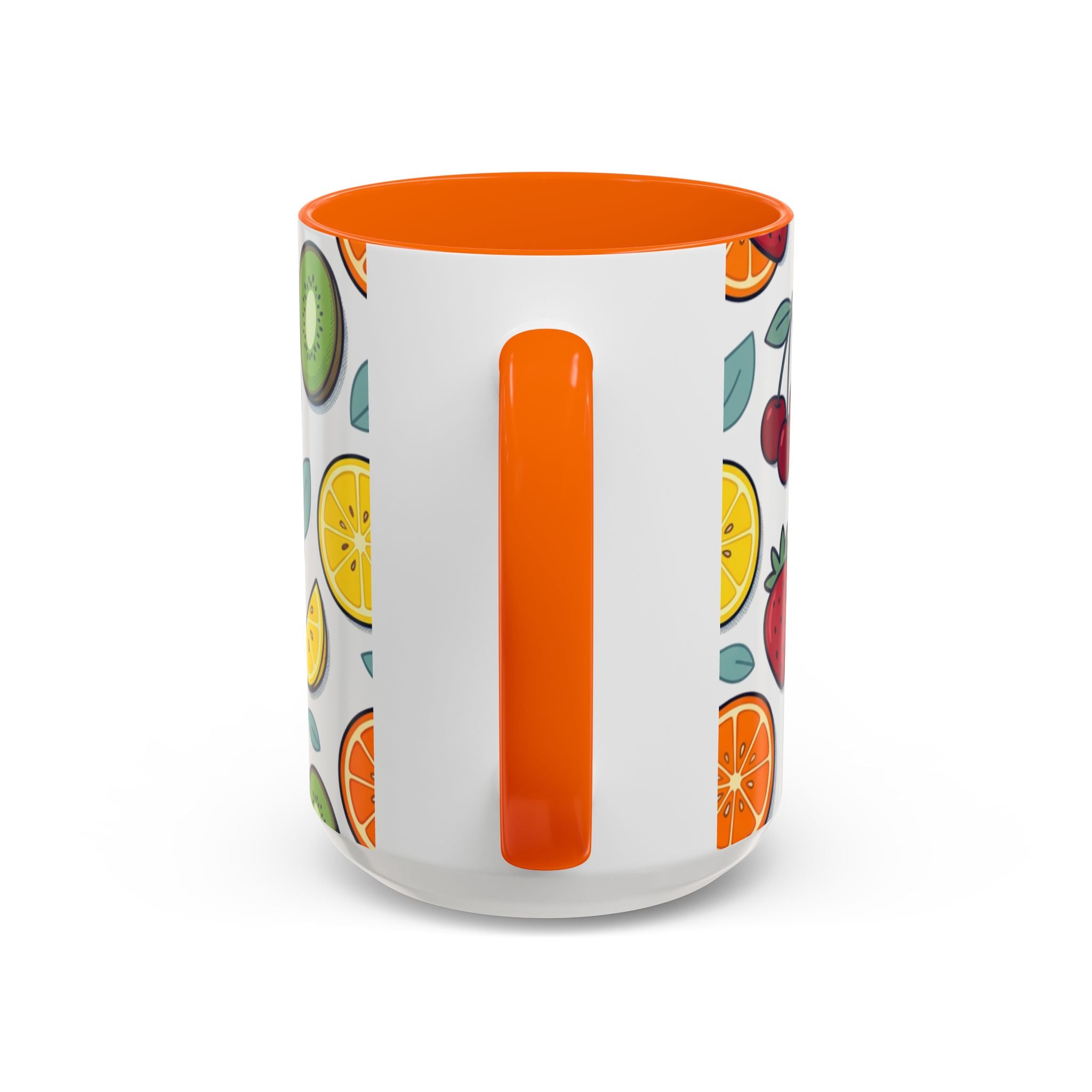 Fruit Pattern Accent Coffee Mug — Colorful Tropical Fruit Ceramic Mug (11/15oz)