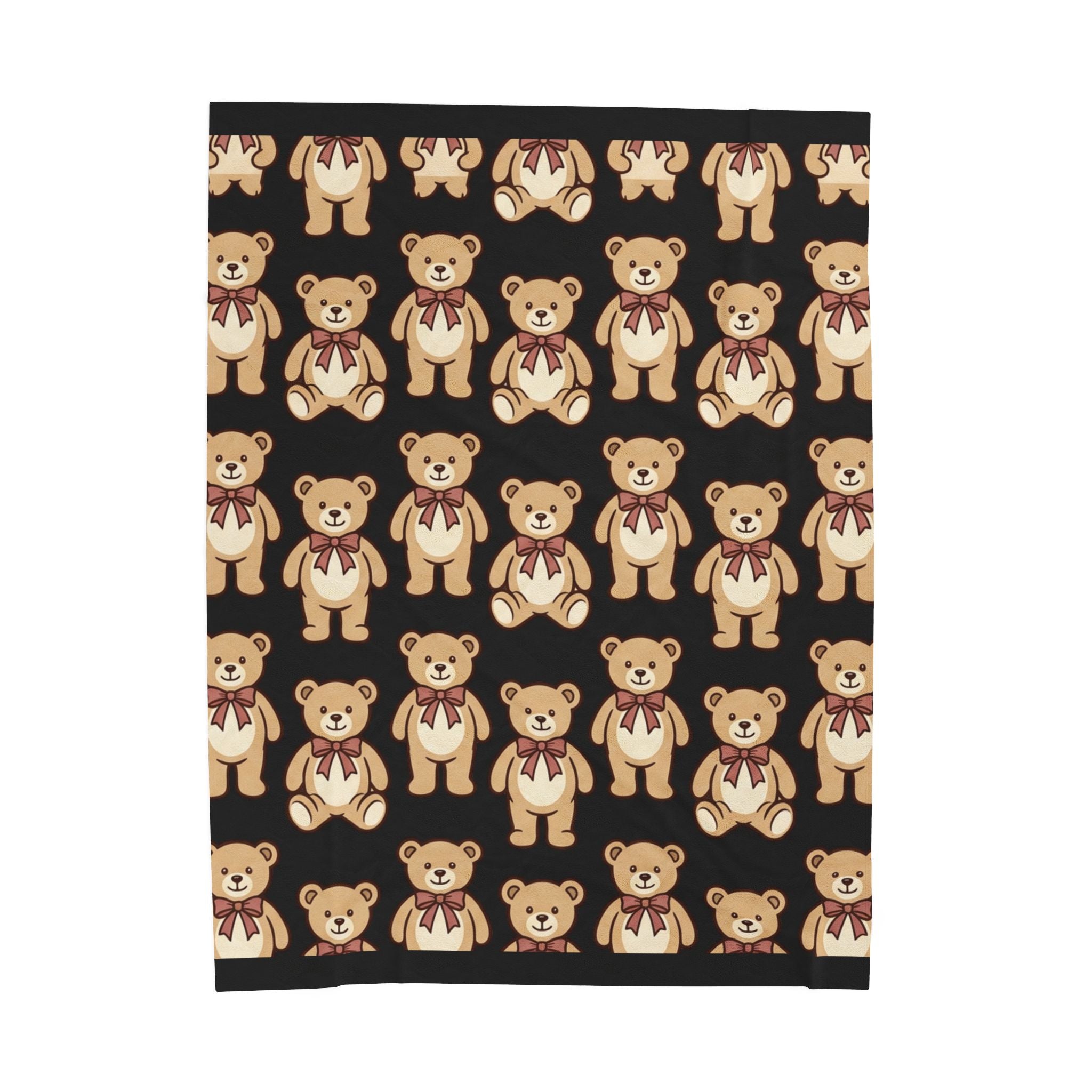 Teddy Bear Velveteen Plush Blanket – Cozy Kids Throw with Cute Bear Pattern