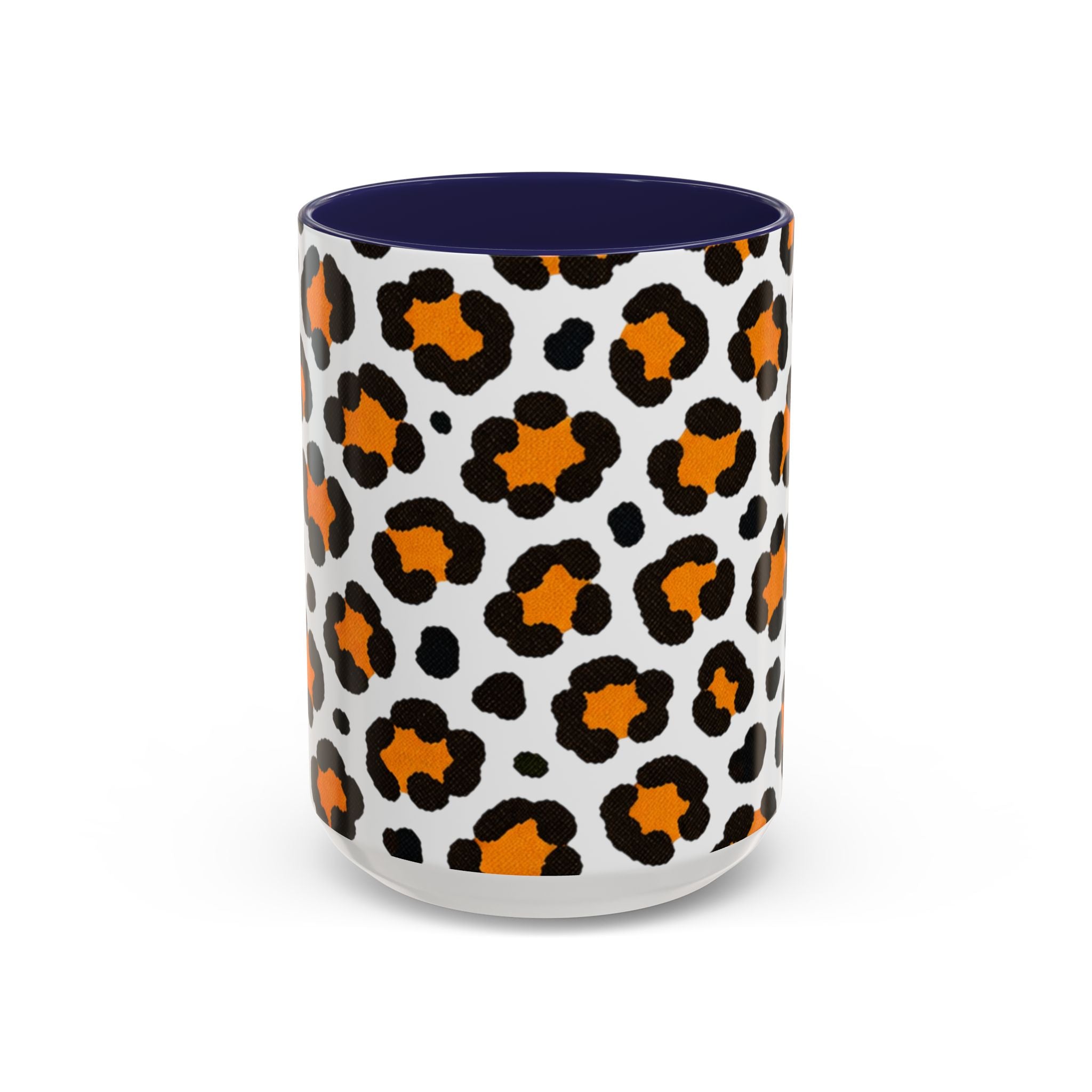 Leopard Print Accent Coffee Mug - Orange & Black Pattern 11/15oz