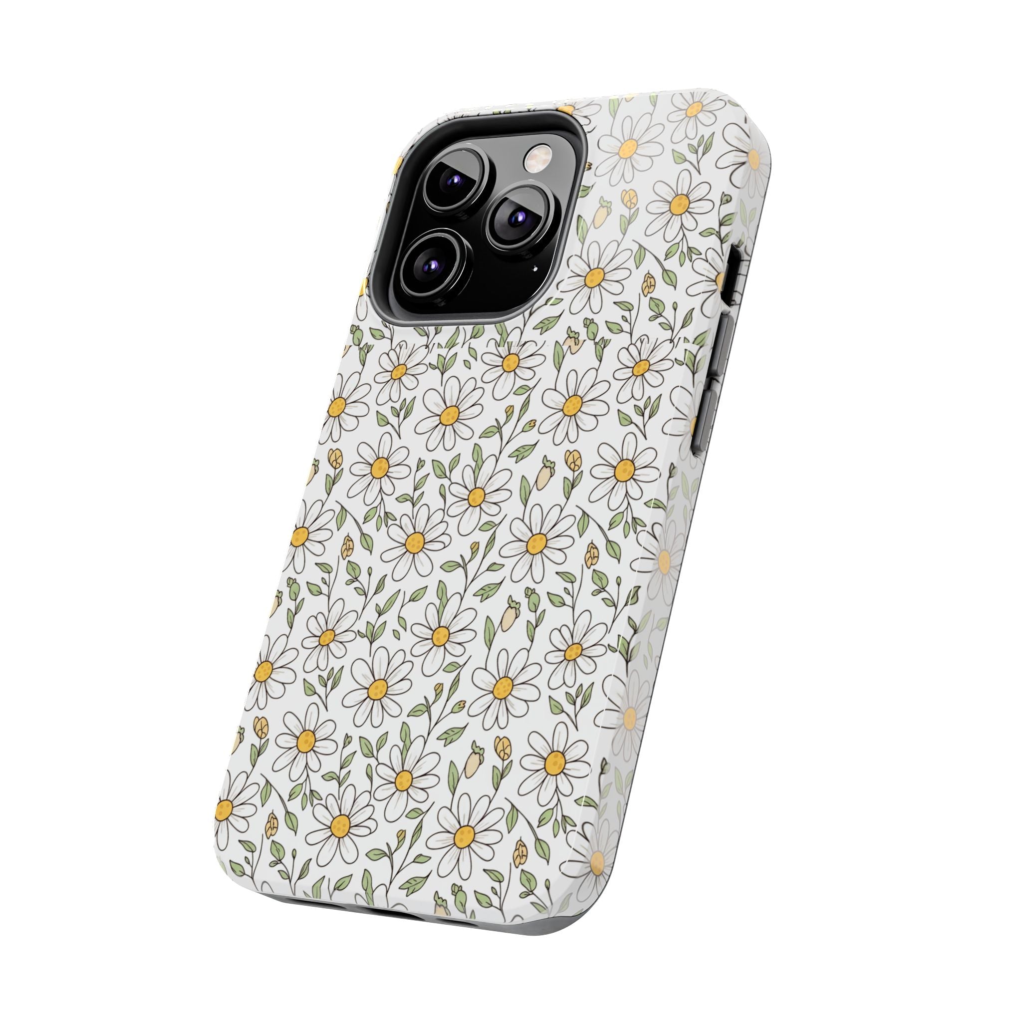 Daisy Floral Tough Phone Case — Protective White Spring Pattern