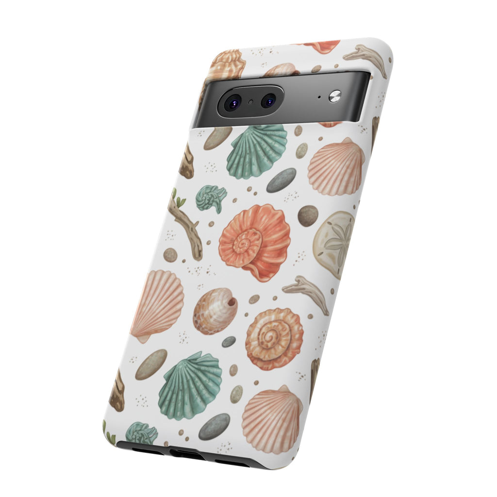 Seashell Pattern Phone Case - Coastal Beach Shells Protective Tough Case