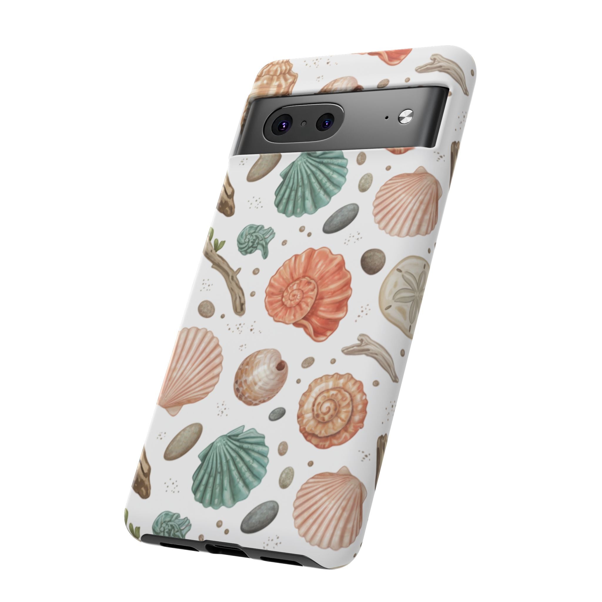 Seashell Pattern Phone Case - Coastal Beach Shells Protective Tough Case