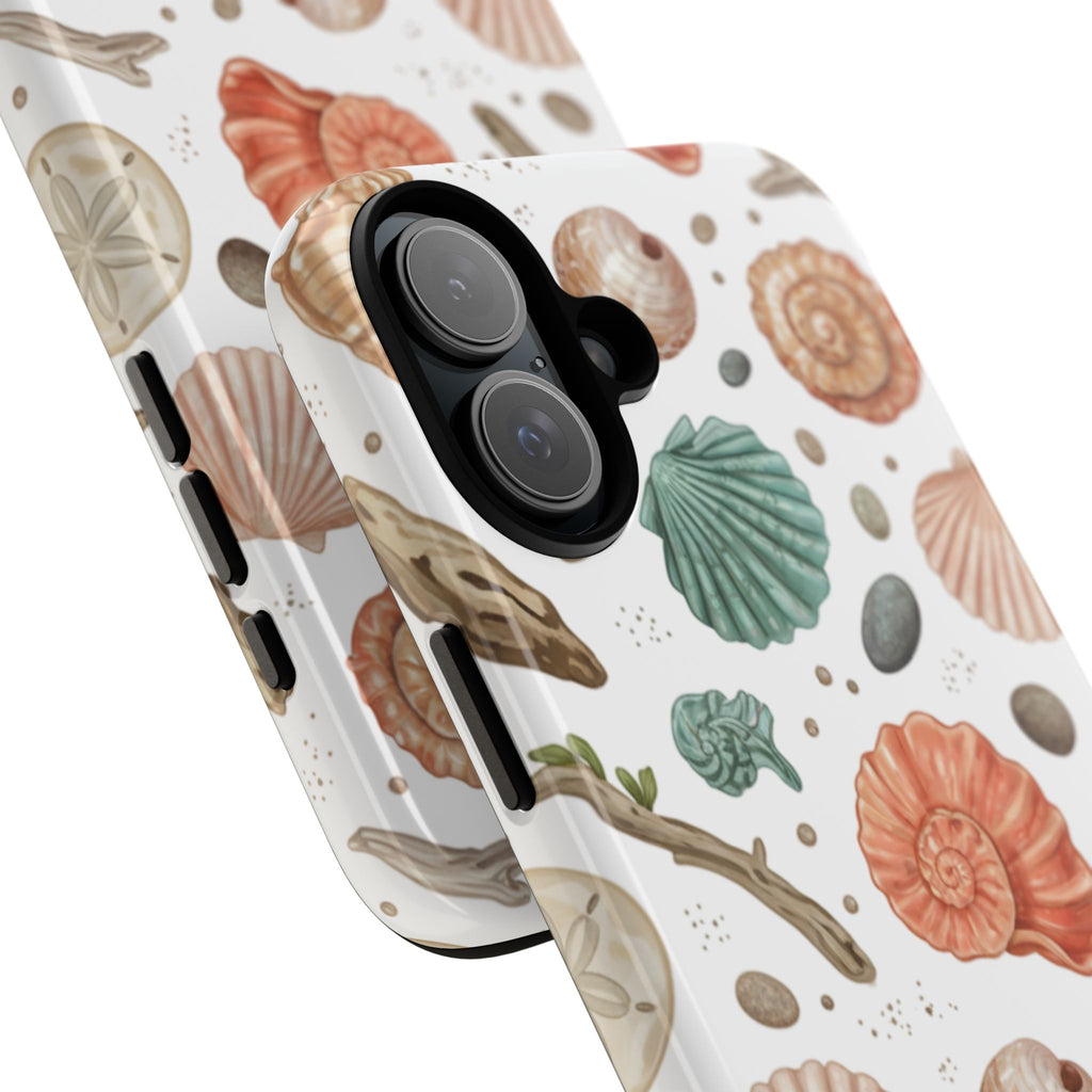 Seashell Pattern Phone Case - Coastal Beach Shells Protective Tough Case