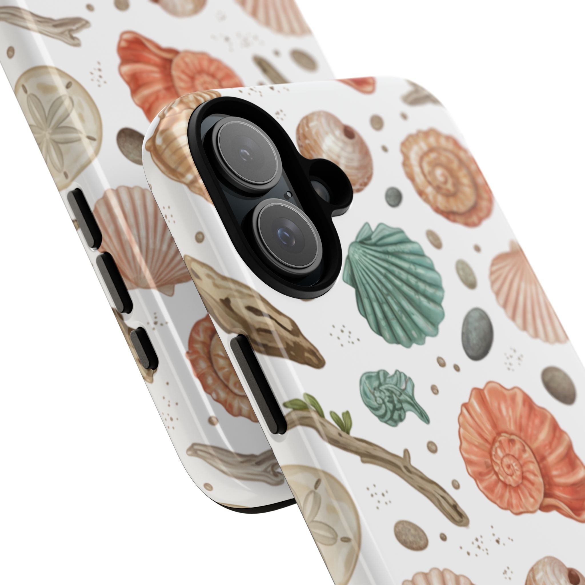 Seashell Pattern Phone Case - Coastal Beach Shells Protective Tough Case
