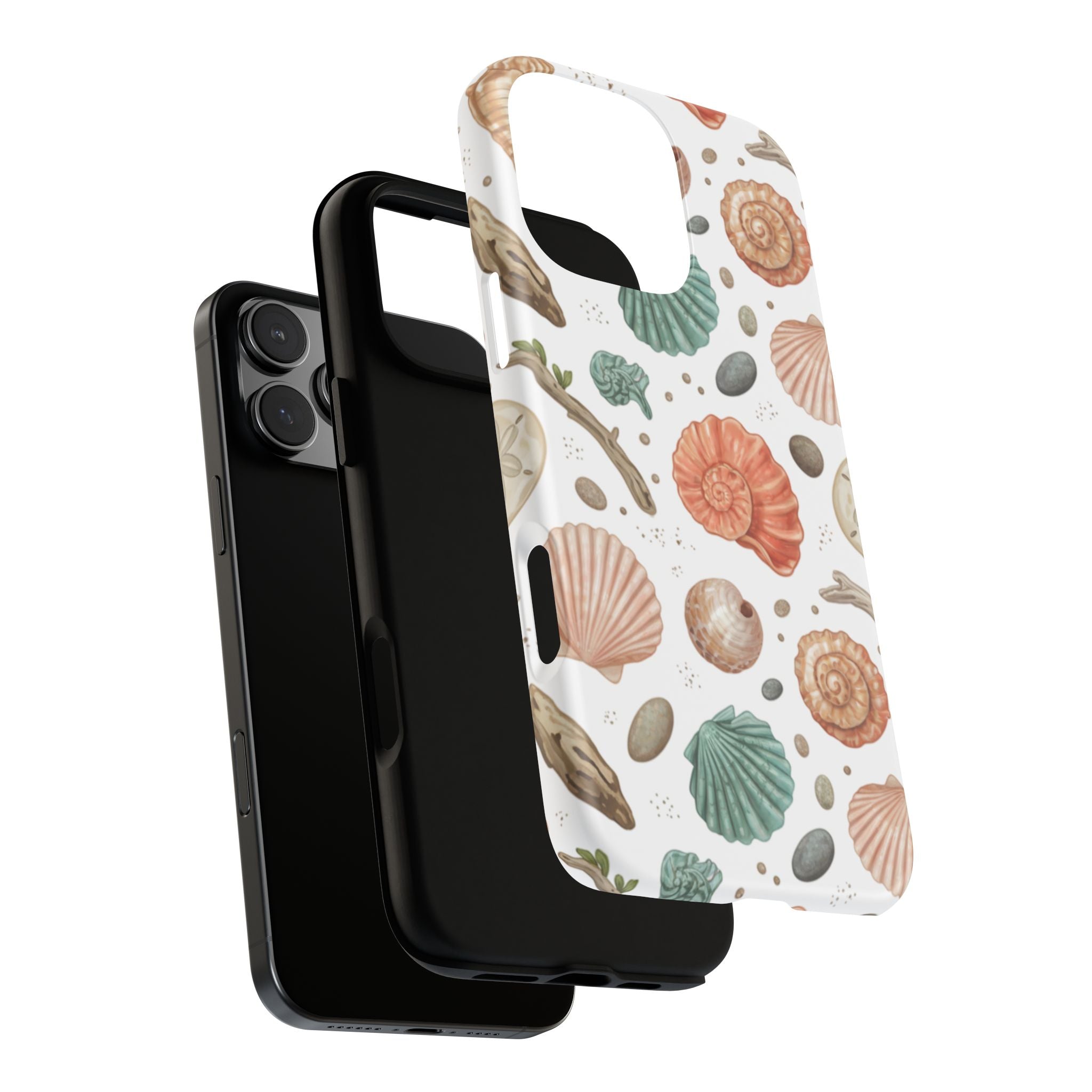 Seashell Pattern Phone Case - Coastal Beach Shells Protective Tough Case