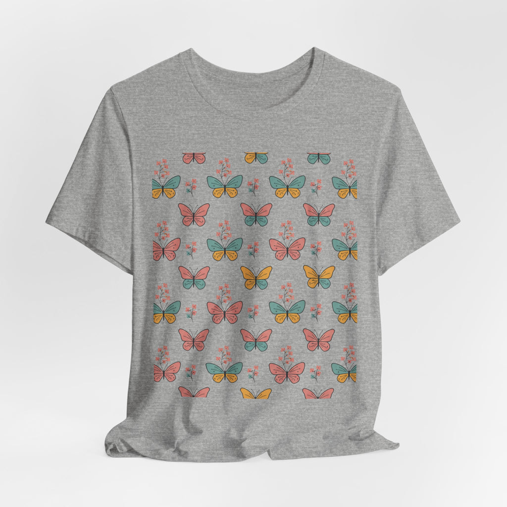 Butterfly Pattern Tee — Pastel Moth Floral Unisex T-Shirt