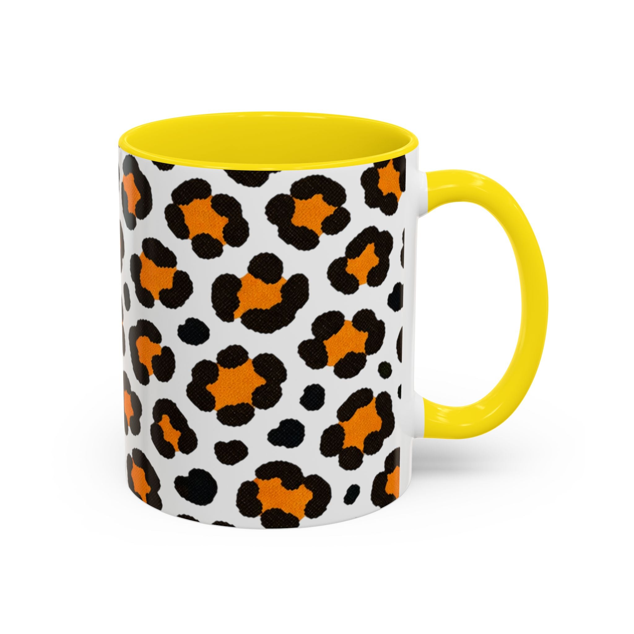 Leopard Print Accent Coffee Mug - Orange & Black Pattern 11/15oz