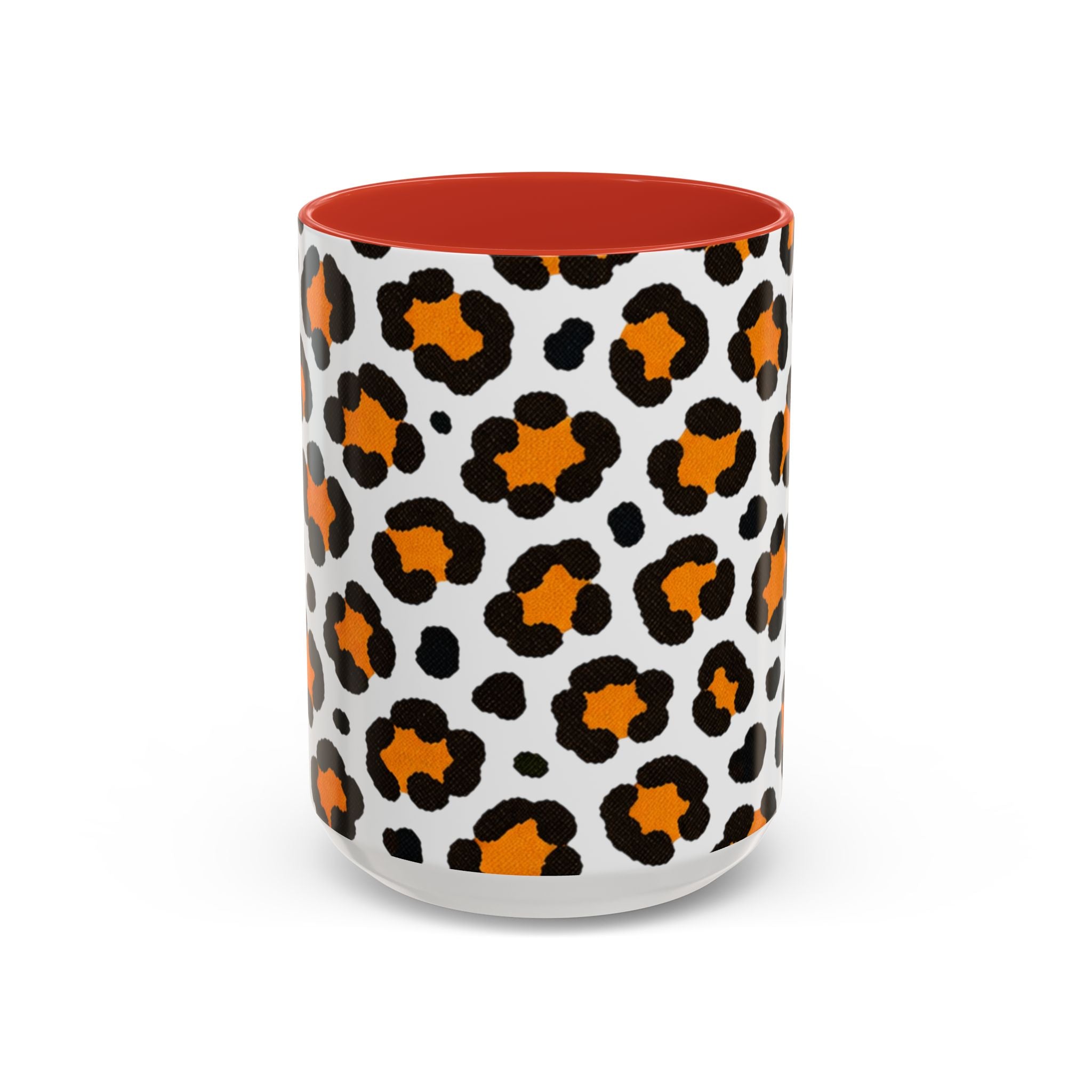Leopard Print Accent Coffee Mug - Orange & Black Pattern 11/15oz