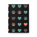 Cute Paw & Heart Hardcover Journal — Black Matte Pet Lover Notebook