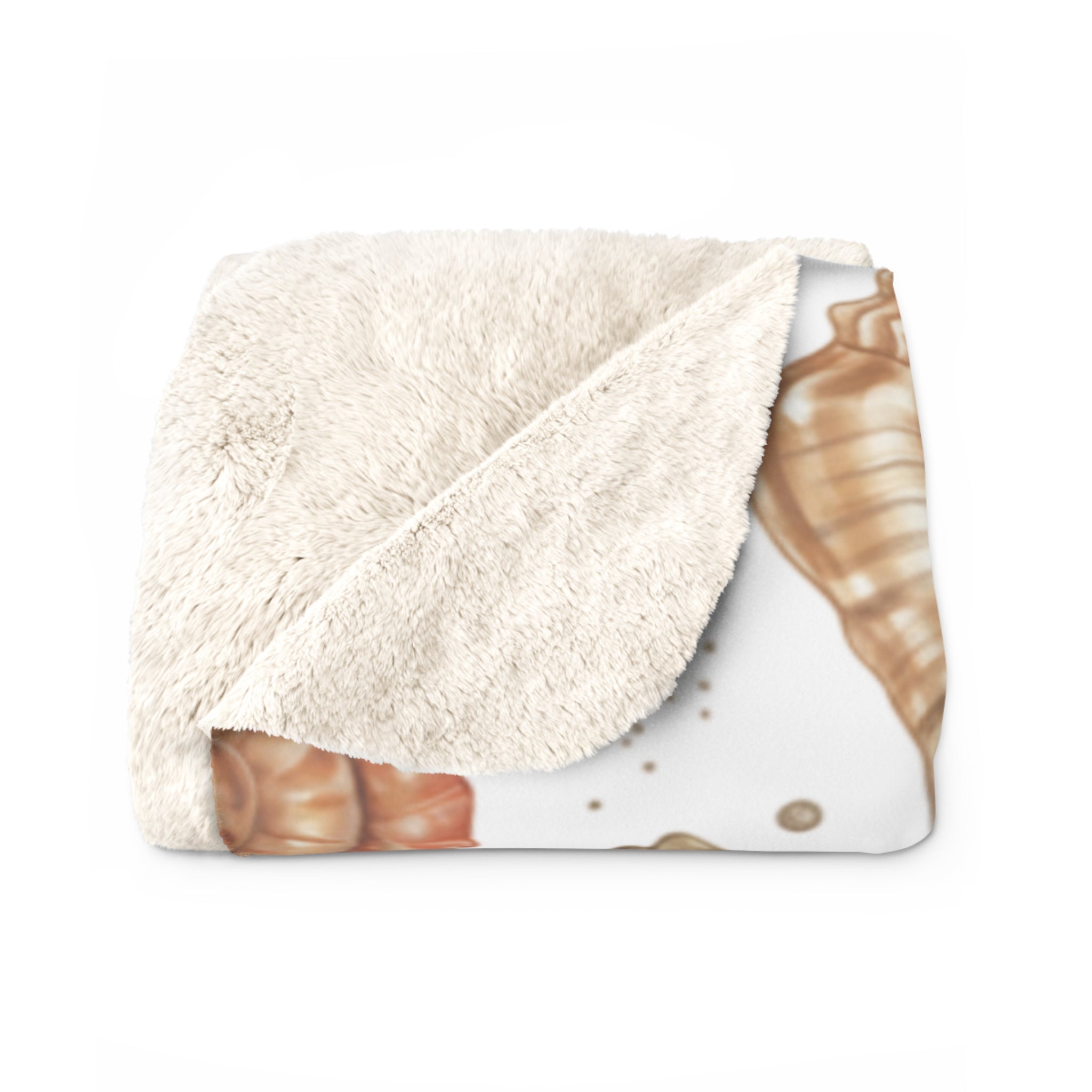 Seashell Sherpa Fleece Blanket – Cozy Nautical Beach Throw