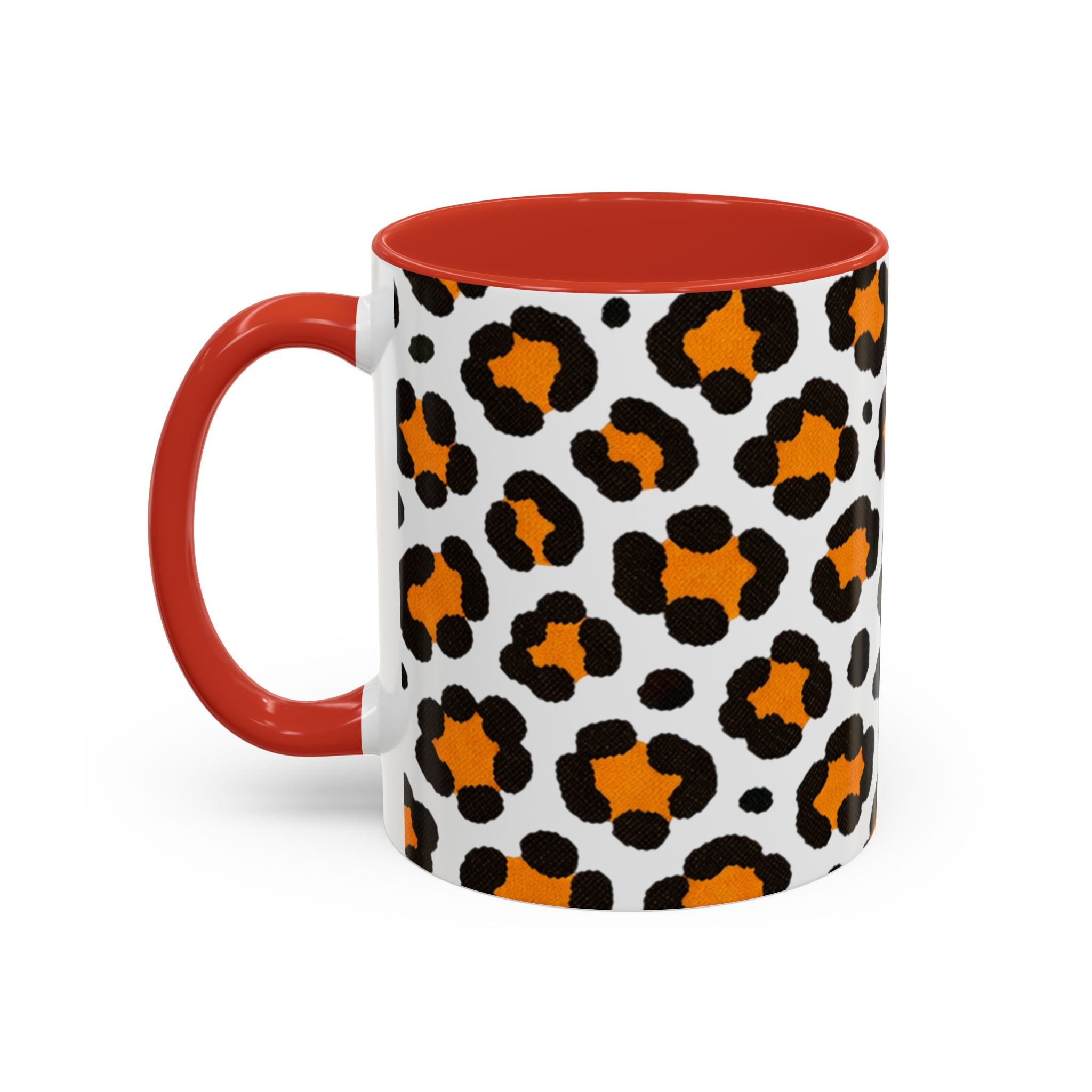 Leopard Print Accent Coffee Mug - Orange & Black Pattern 11/15oz
