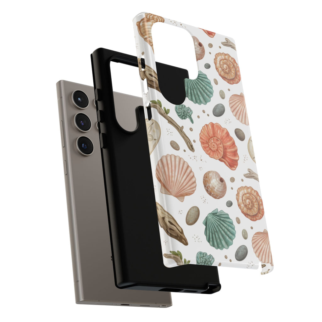 Seashell Pattern Phone Case - Coastal Beach Shells Protective Tough Case
