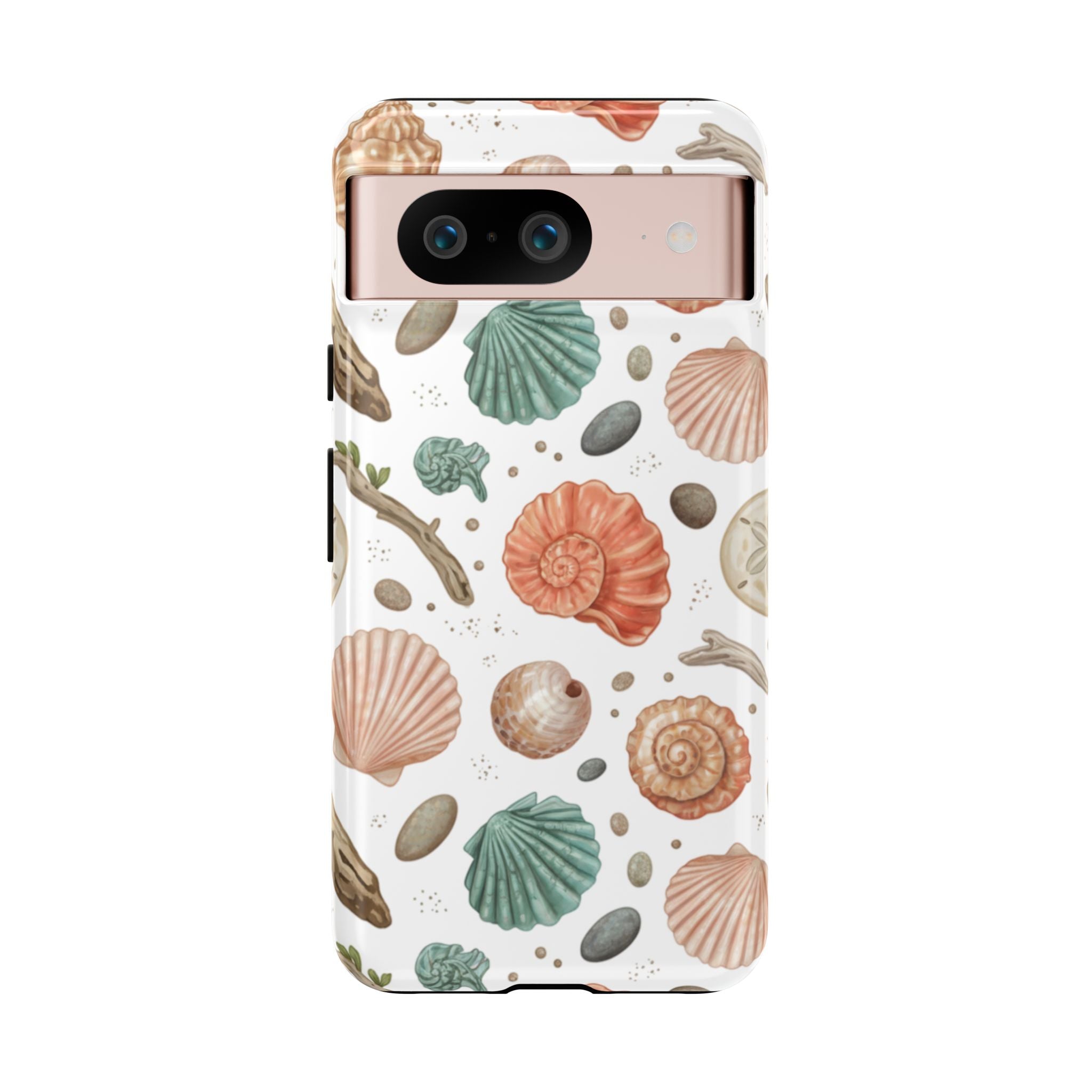 Seashell Pattern Phone Case - Coastal Beach Shells Protective Tough Case