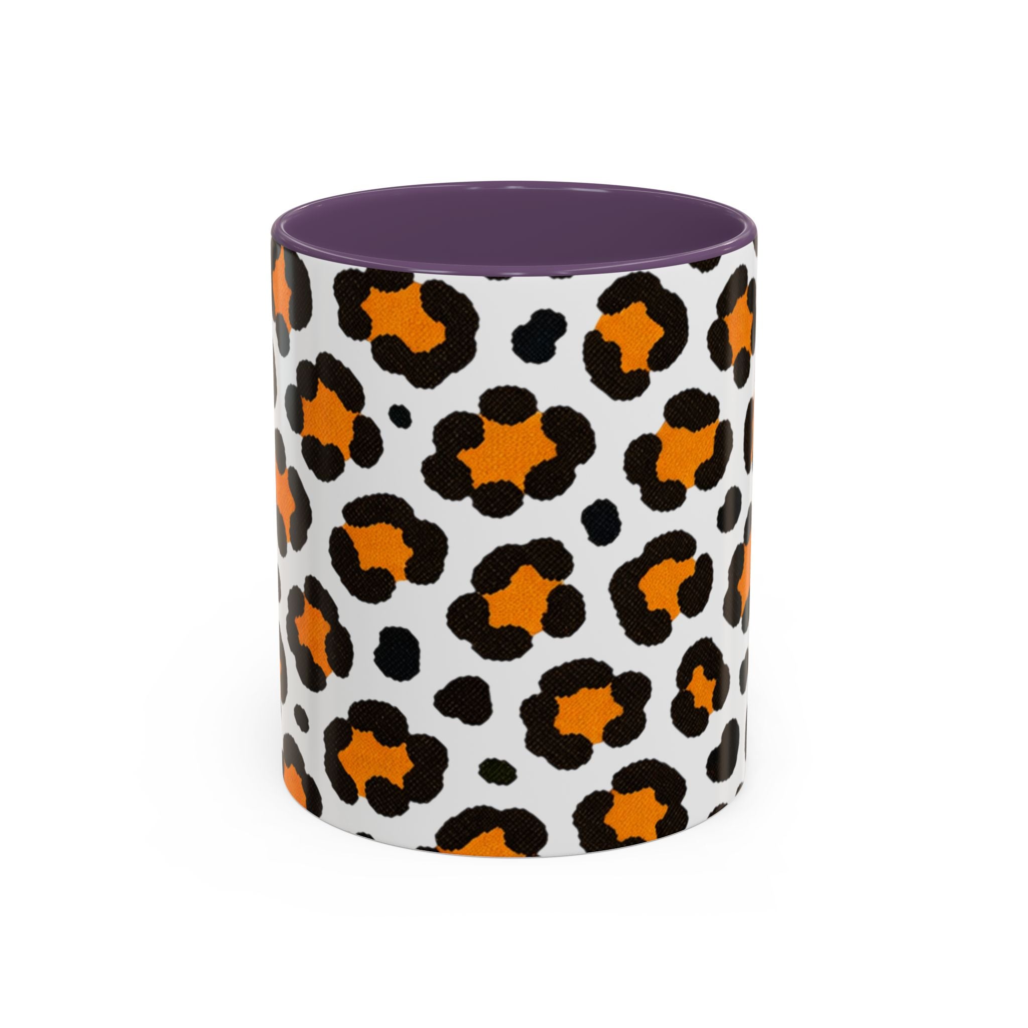 Leopard Print Accent Coffee Mug - Orange & Black Pattern 11/15oz