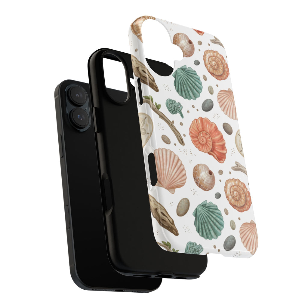 Seashell Pattern Phone Case - Coastal Beach Shells Protective Tough Case