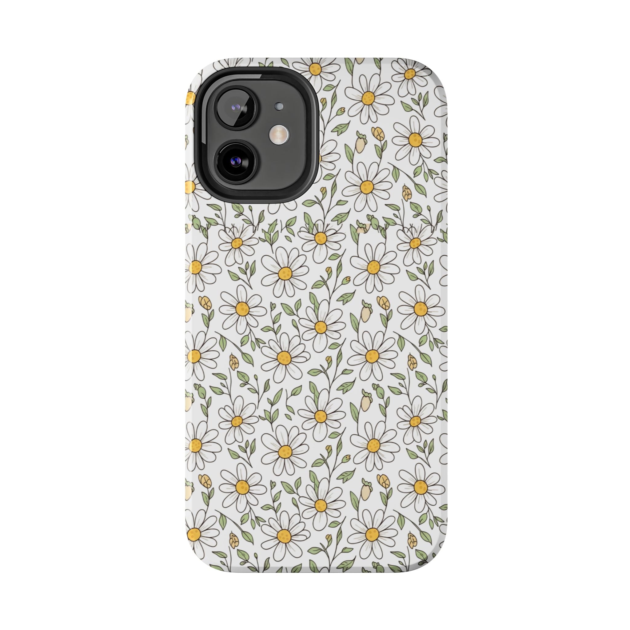 Daisy Floral Tough Phone Case — Protective White Spring Pattern