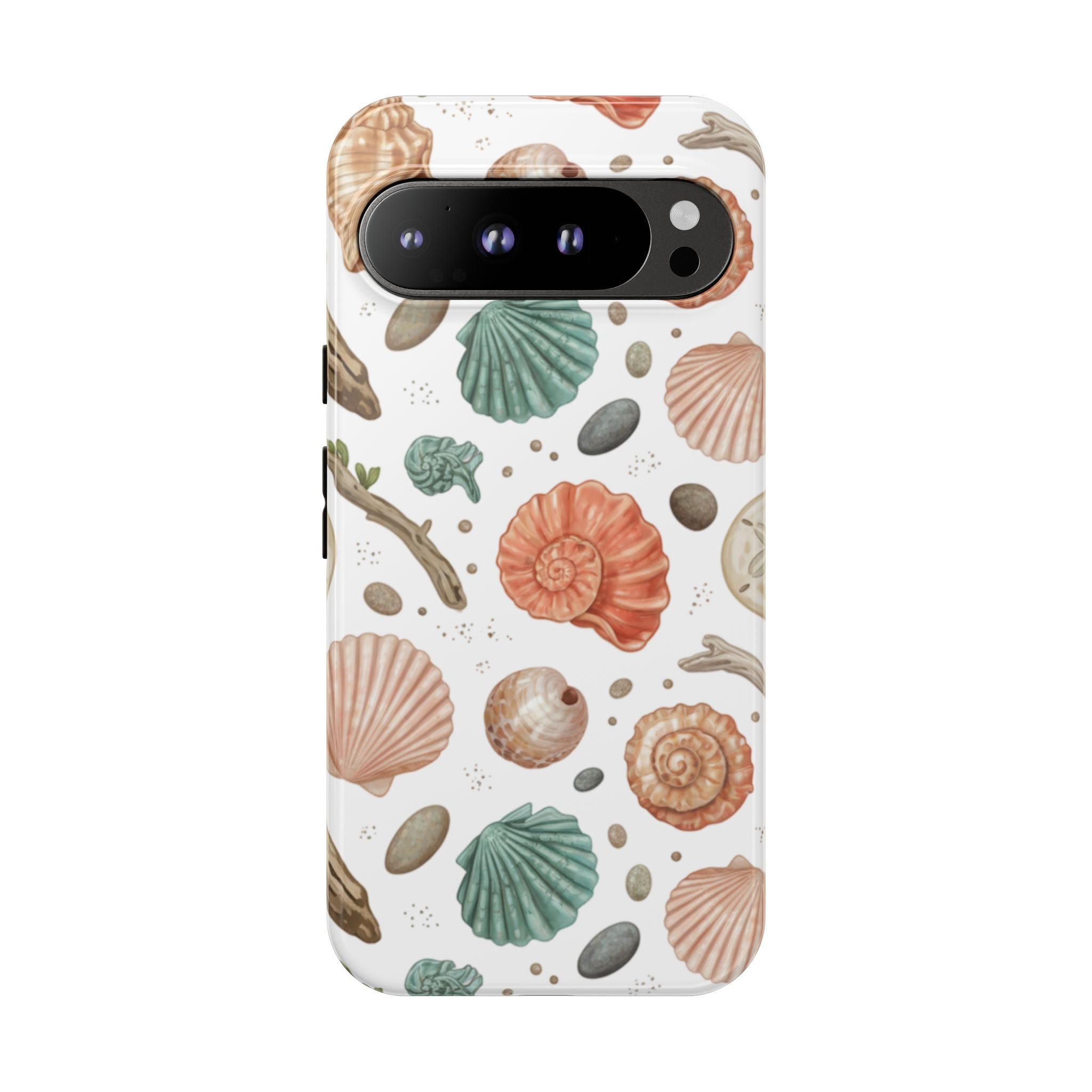 Seashell Pattern Phone Case - Coastal Beach Shells Protective Tough Case